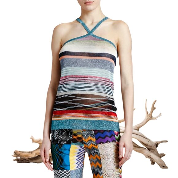 Missoni Tops - [Sold] MISSONI LTD EDITION 76/110 Shimmer Striped Halter Top | IT 48 US 14